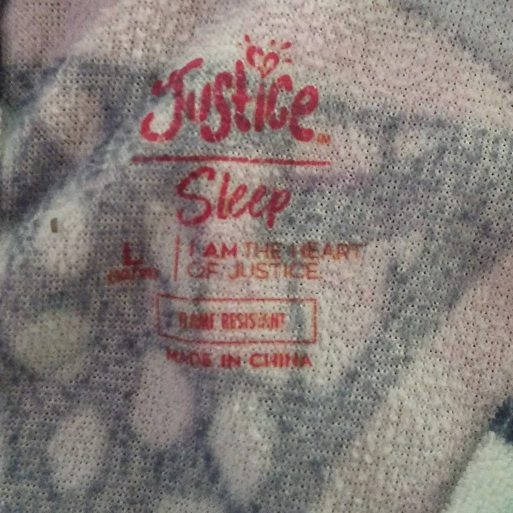 Justice velour butterfly long sleeve sleepwear romper pj pajamas Sz L (10-12)